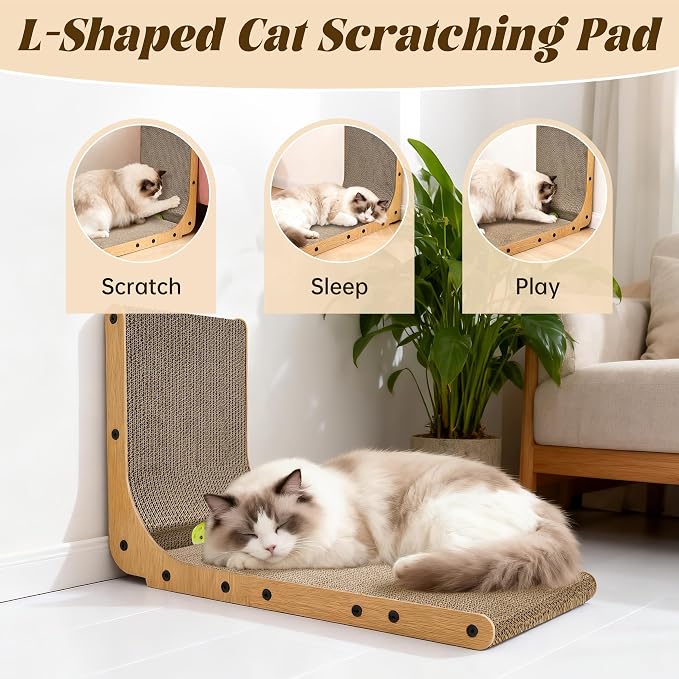 PatiencET L Shape Cat Scratcher, 26.8 Inch Cardboard Scratch Pad - Image 3