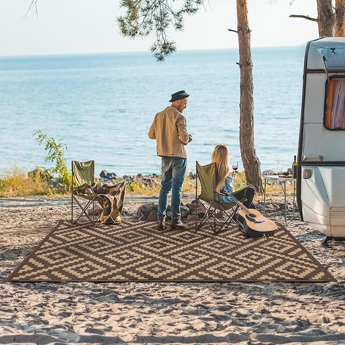 GENIMO Outdoor Rug for Patio Clearance, Lightweight Waterproof RV Camping Mat - Image 2