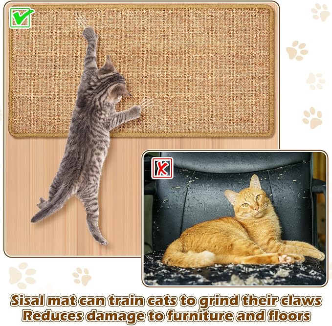Riakrum 2 Pack 32 x 16 Inches Sisal Cat Pad Rectangular Sisal Scratch Mat - Image 4