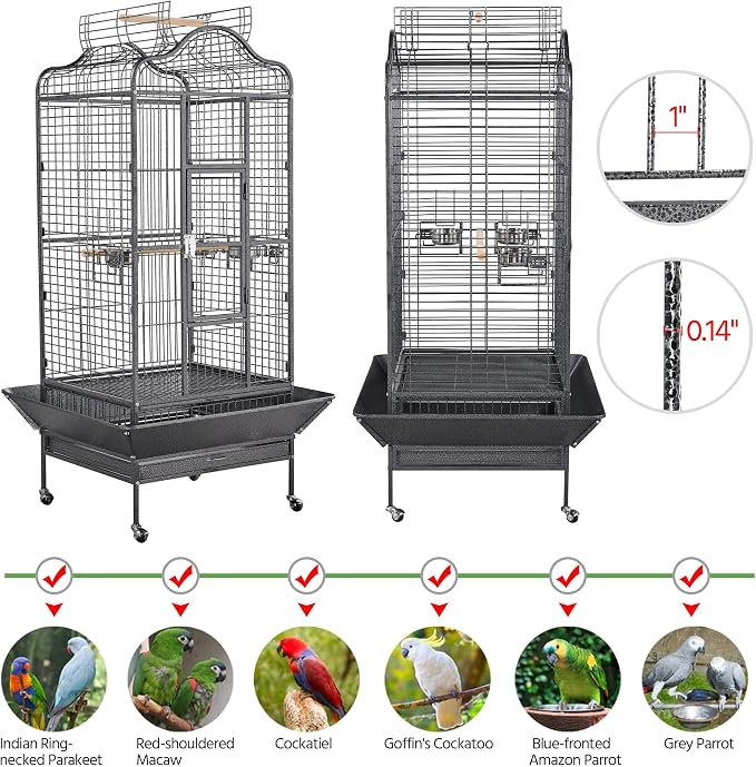 Yaheetech Extra Large Bird Cage 63'' Open Play Top Bird Cage - Image 7