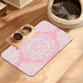 Pet Feeding Mat, Boho Mandala Absorbent Dog Cat Food Mat Pink Flower Dog Mat by Unknown