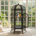 69 Inch Dome Top Bird Cage with Rolling Stand, Black - GlobalHabitat Supply