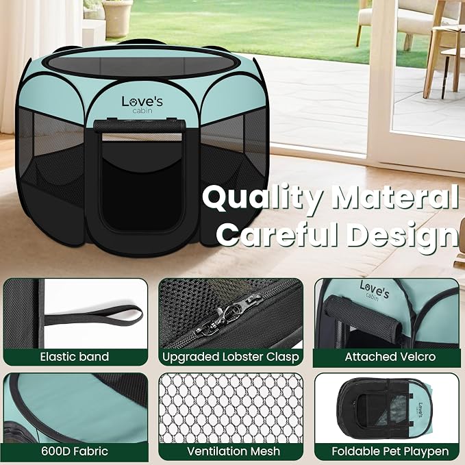 Love's cabin Pet Puppy Dog Playpen, Medium Dog Tent Crates Cage Indoor/Outdoor - Image 5