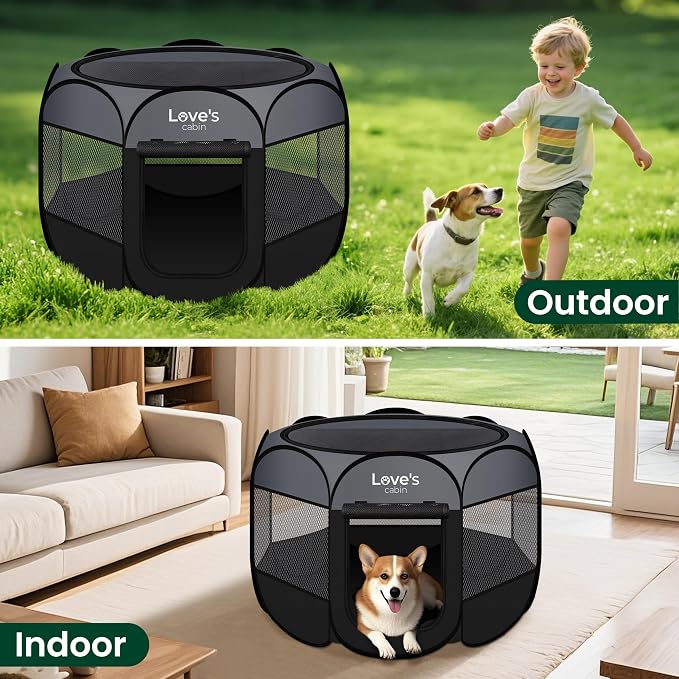 Love's cabin Pet Puppy Dog Playpen, Medium Dog Tent Crates Cage Indoor/Outdoor - Image 7