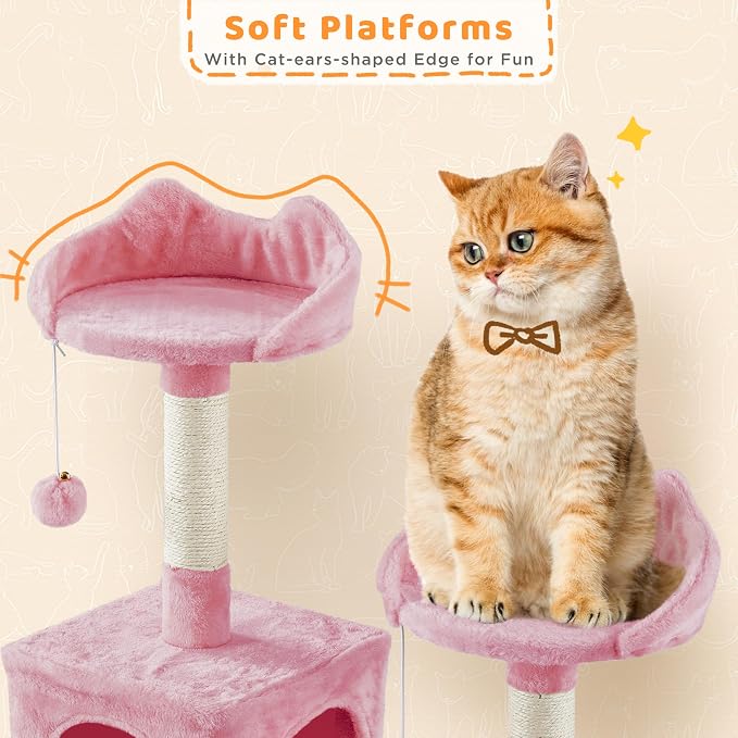Yaheetech Cat Tree, 82.5in Super Tall Tower w/Cute Top Perches, Scratching Posts - Image 4