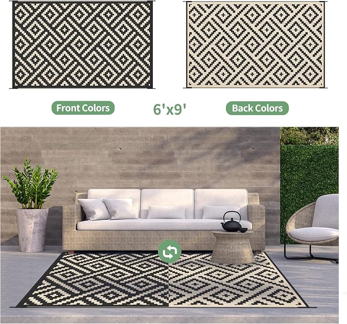 GENIMO Outdoor Rug for Patio Clearance, Reversible Plastic Camping Rugs - Image 4