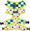 Lucy & Co. Lime Green with Blue Checker Smiley Faces, Cute Reversible Dog by LucyCo