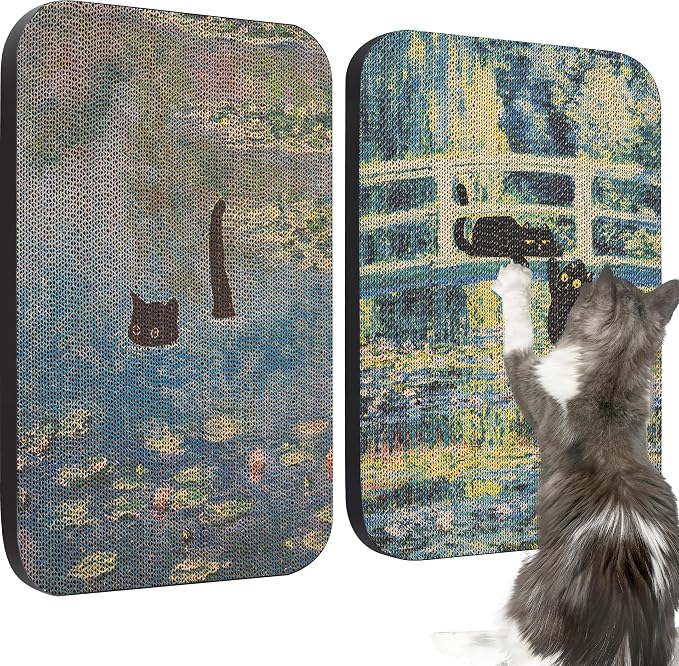 2 Pack Art Cat Scratcher, Wall-Mountable Cat Scratch Pad, Wall Cat Scratcher by LESISSMER