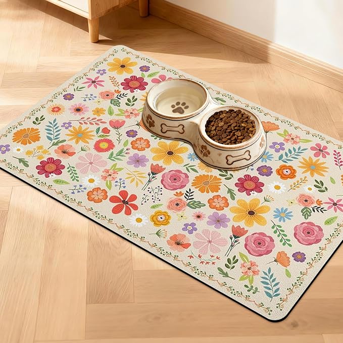 Pet Feeding Mat for Floors Waterproof Dog Mat for Food and Water Absorbent by Unknown
