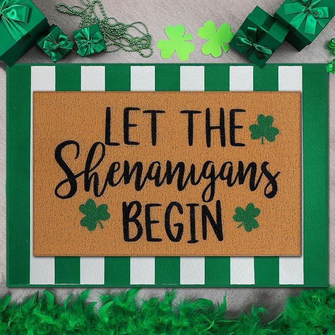 Tinideya 2 Pcs Irish Festival Door Mat Fest Welcome Non Slip Coir Mats - Image 7