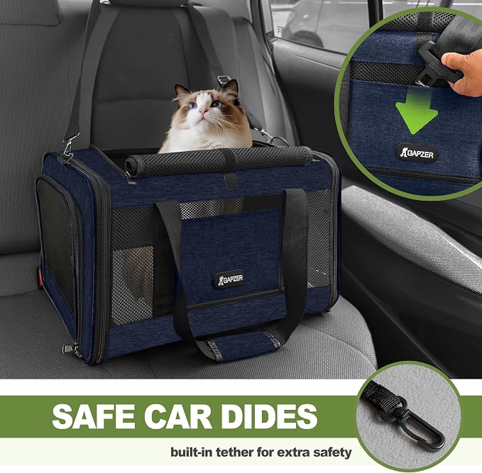 Cat Carrier 18x11x11 United Airline Approved, Top Loader Heavy Duty Softshell - Image 8