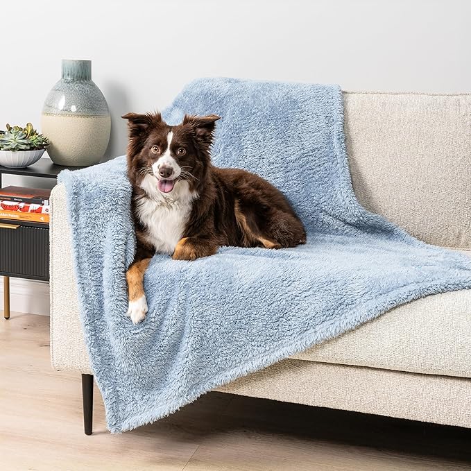PetAmi Dog Blanket for Large Medium Dogs Blue, Fluffy Soft Puppy Blanket by PetAmi
