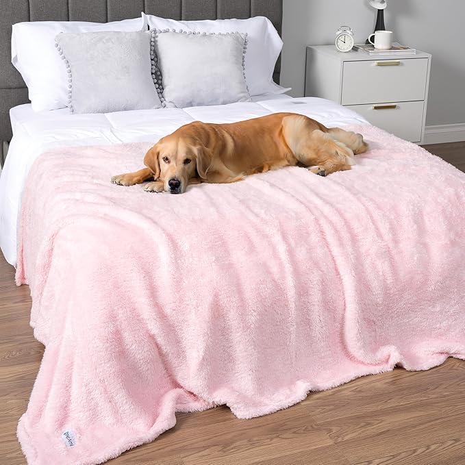 PetAmi Pink Fluffy Soft Dog & Cat Blanket, Sherpa Fleece, Calming Pet Blanket by PetAmi