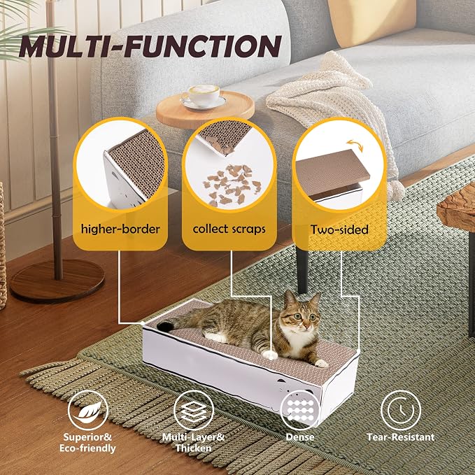 Cat Scratcher, 17.3"L x 7.9"W x 4.7"H, Reversible Design - Image 2