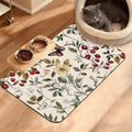 Butterfly Flower Dog Food Mat, Vintage Berry Absorbent Pet Feeding Mat by Unknown
