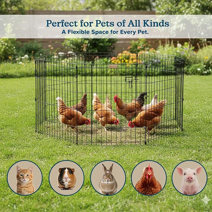 Puppy Playpen - Foldable Metal Exercise Enclosure - Indoor/Outdoor Fence - Image 6