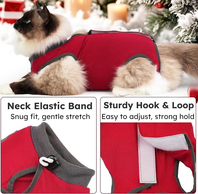 Cat Recovery Suit for Spay Abdominal Wounds, Kitten Onesie Bodysuit for Cats - Image 3