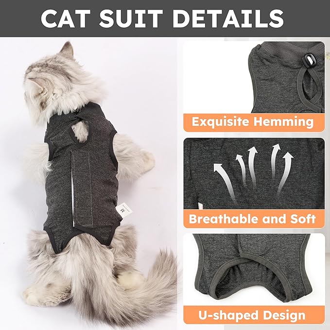 Cat Recovery Suit After Surgery, Breathable Cat Surgery Recovery Suit - Image 4