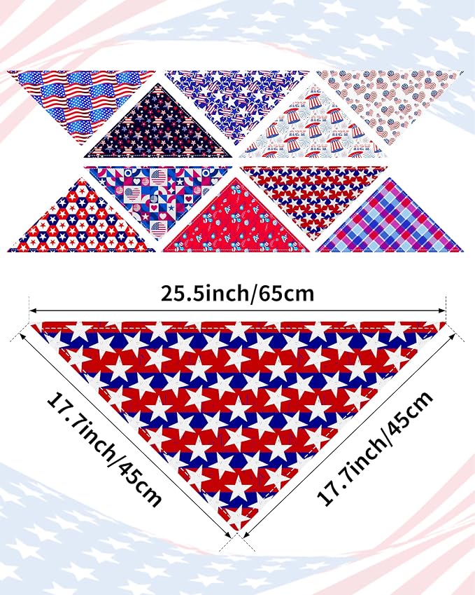 PET SHOW 50 Pack 4th of July Dog Bandanas Bulk Washable American Flag Dog - Image 2
