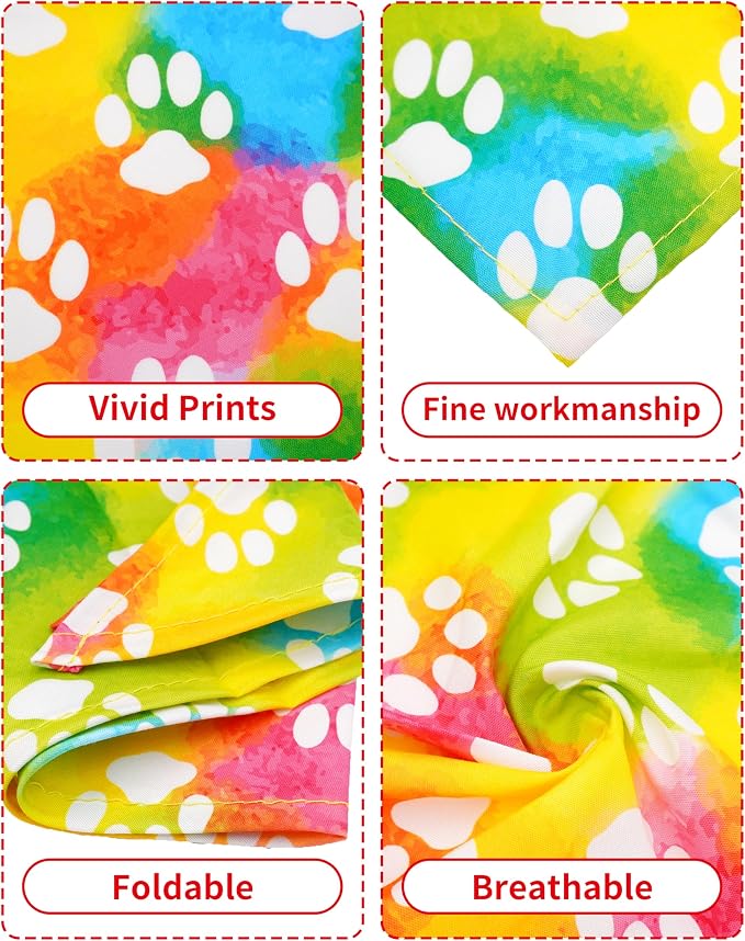 PET SHOW 50 Pack Paw Pattern Small Dog Bandanas Bulk XS Washable Puppy Girl Boy - Image 3