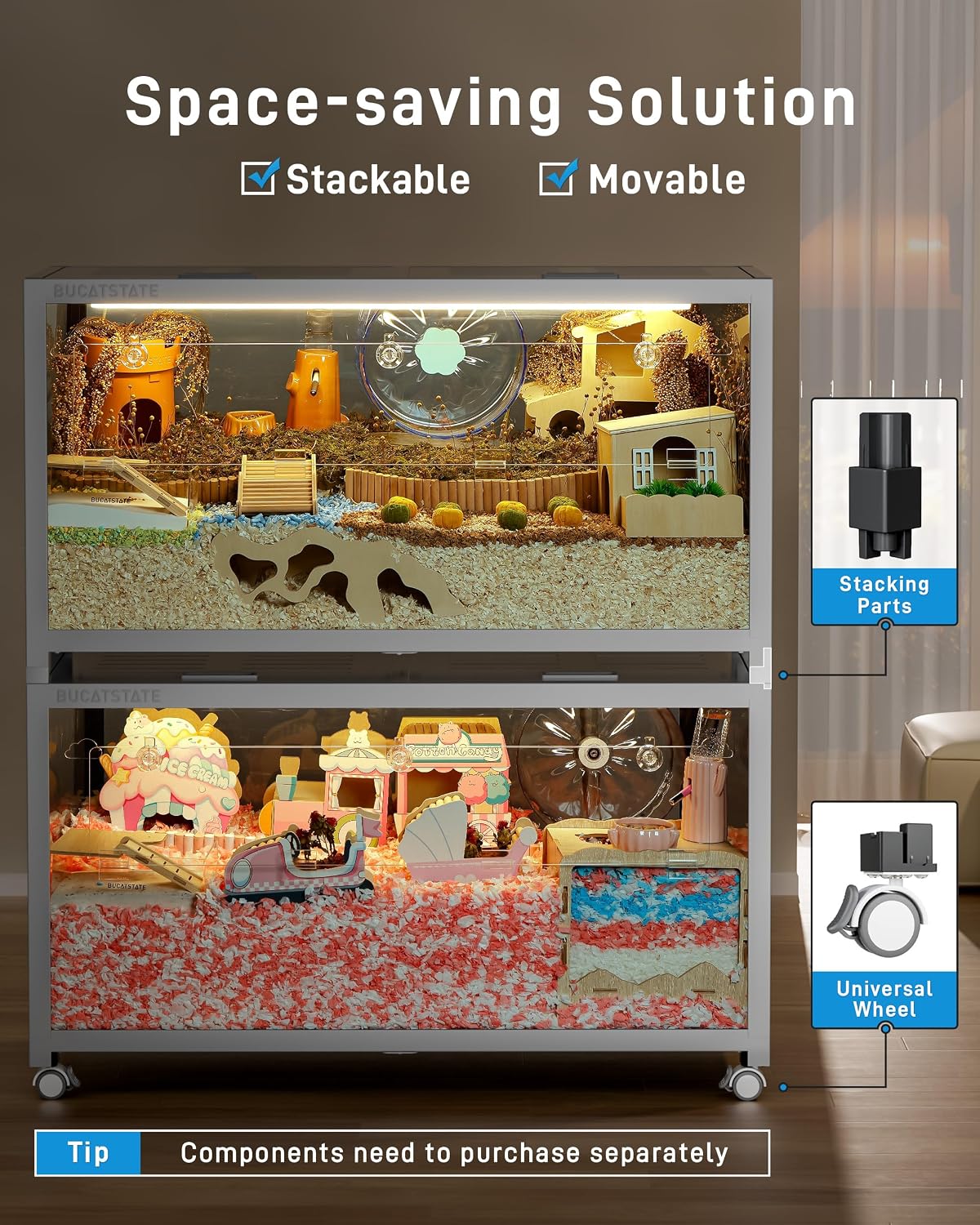 BUCATSTATE Hamster Cage 3.0, 39in, White - GlobalHabitat Supply