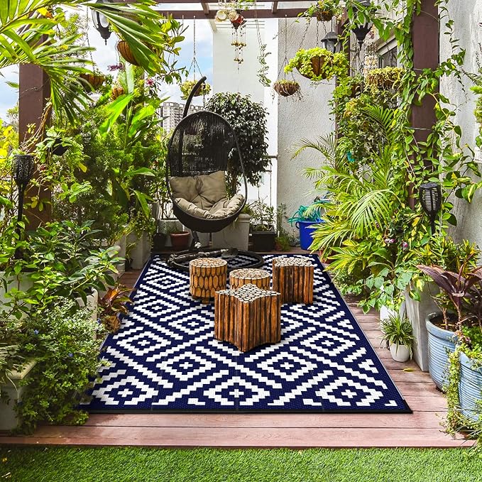 GENIMO Outdoor Rug 4x6 Waterproof, Reversible Mats, Outdoor Area Rug, Plastic - Image 3