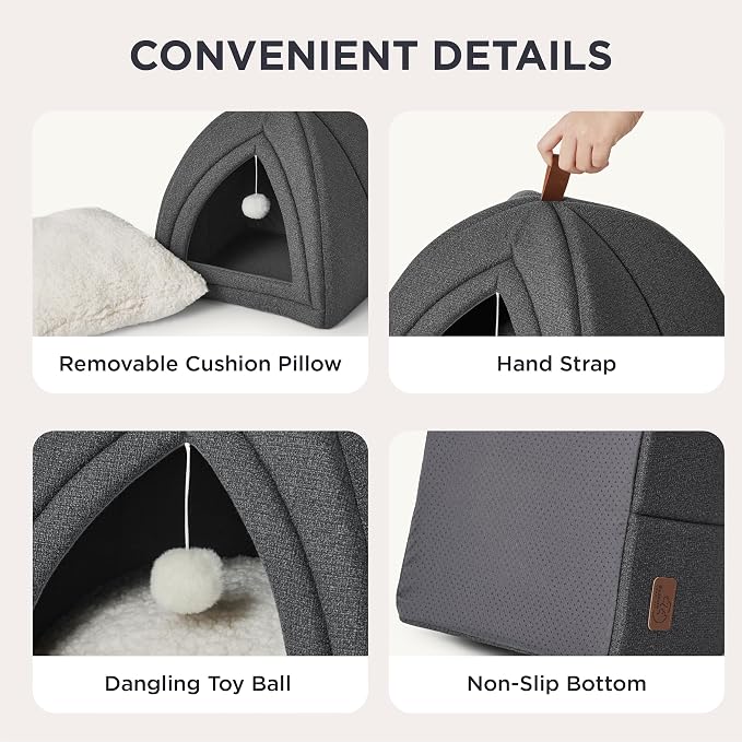 Bedsure Cat Beds for Indoor Cats - 2 in 1 Cat Cave House Tent for Kittens and - Image 4