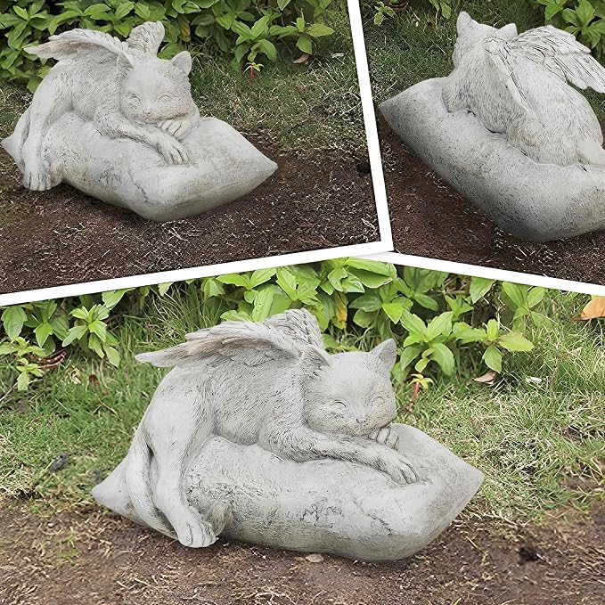 Holiberty Cat Angel Figurine Memorial Pet Stone Statue - Image 5