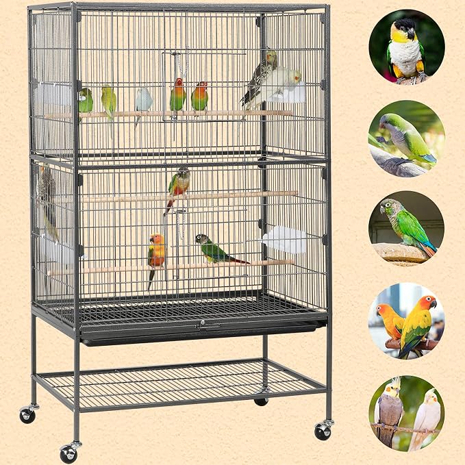 Yaheetech 52-inch Wrought Steel Standing Large Flight King Bird Cage - Image 9