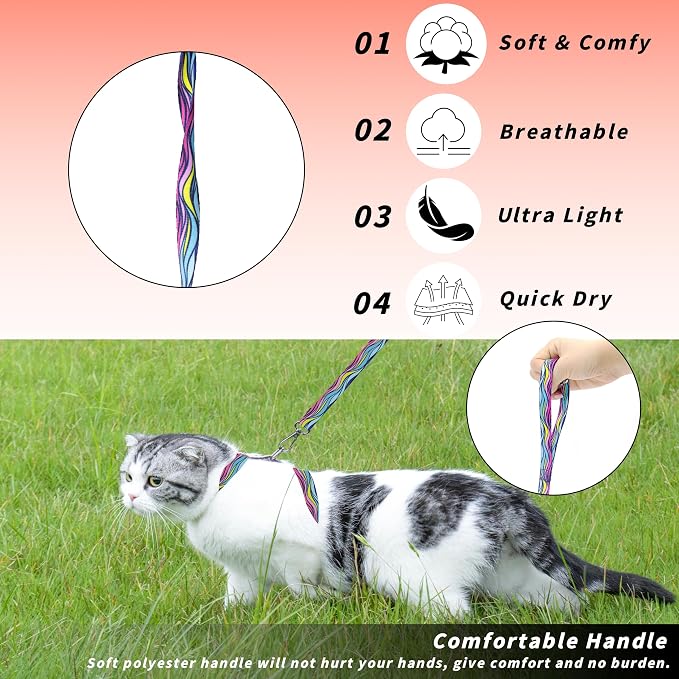 Cat Harness and Leash Set, Adjustable Kitten Harness Escape Proof Cats Harness - Image 3