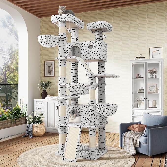 SHA CERLIN 81in Multi-Level Tall Cat Tree Tower by SHACERLIN