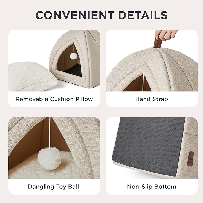 Bedsure Cat Beds for Indoor Cats - 2 in 1 Cat Cave House Tent for Kittens and - Image 4