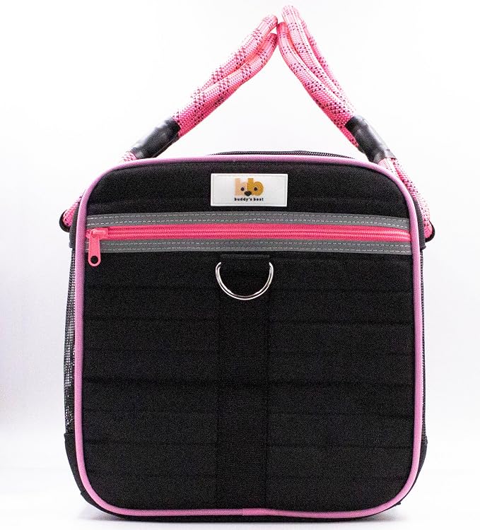 Buddy's Best Airline Approved Pet Carrier Black & Pink Heavy Duty, Fits Under - Image 4