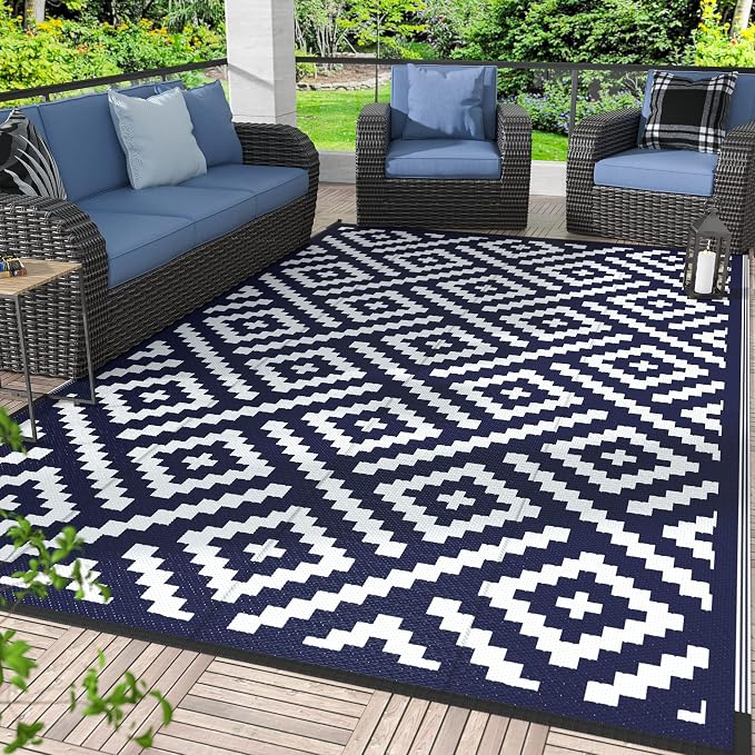 GENIMO Outdoor Rug for Patio Clearance, Reversible Plastic Camping Rugs by GENIMO