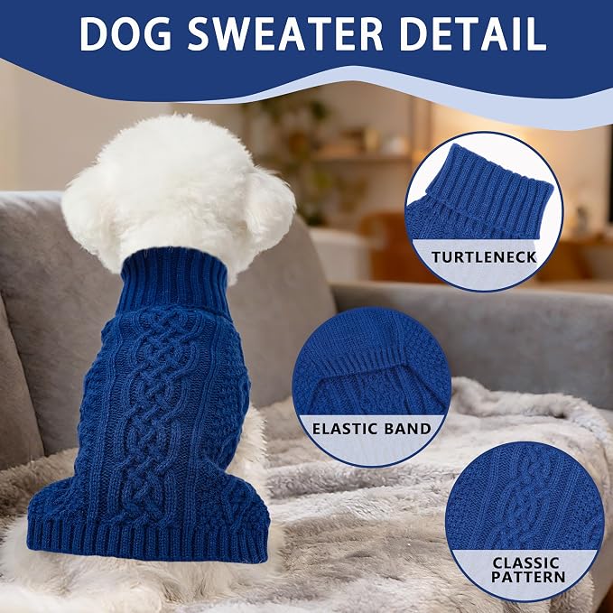 Dog Sweaters for Small Dogs Turtleneck Knit Dog Sweaters Lightweight Puppy - Image 3