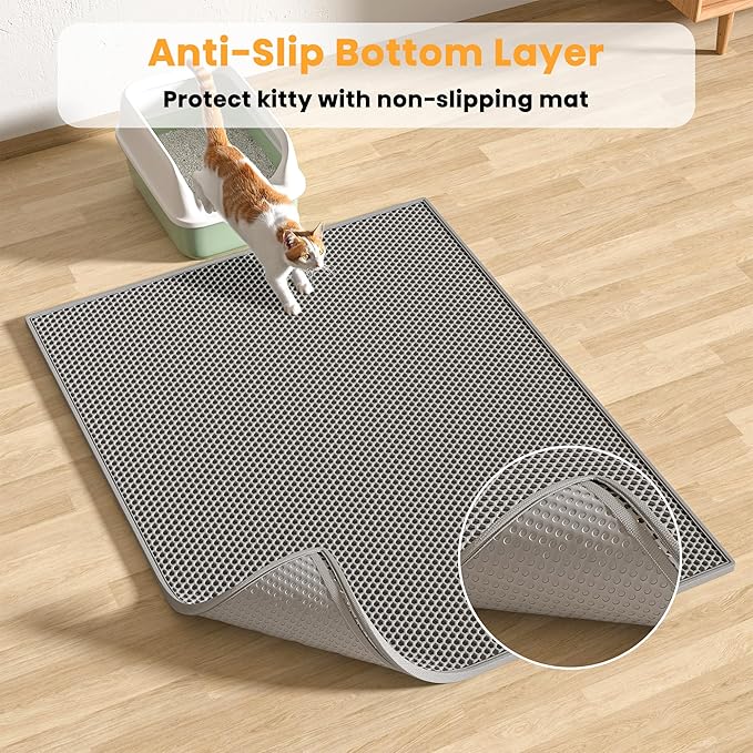 Pieviev 2 Packs Cat Litter Mat Double Layer Waterproof Urine Proof Trapping Mat - Image 4