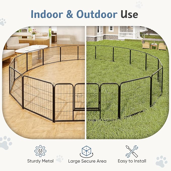 DUMOS Dog Playpen Indoor, Metal 24 Inch 16 Panels Foldable Pet Fence - Image 4
