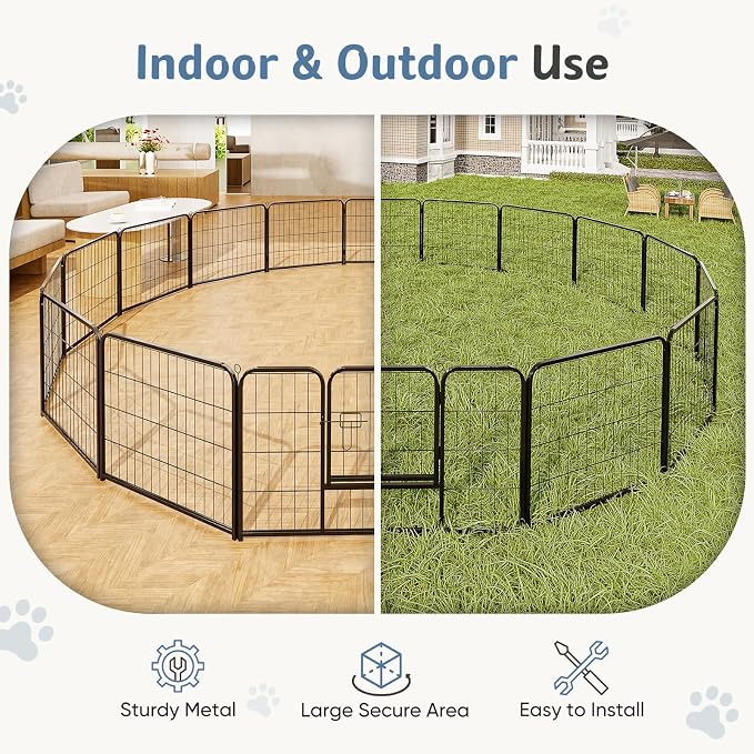 DUMOS Dog Playpen Indoor, Metal 32 Inch 16 Panels Foldable Pet Fence - Image 4