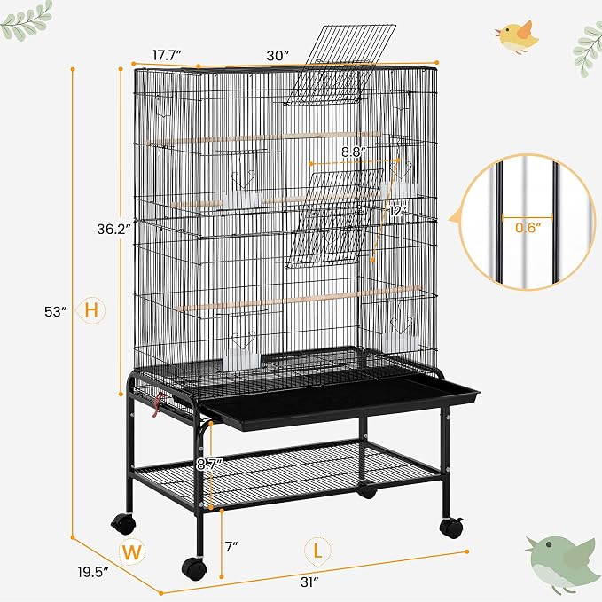 Yaheetech 53'' Large Bird Cage Budgie Cage - Image 3
