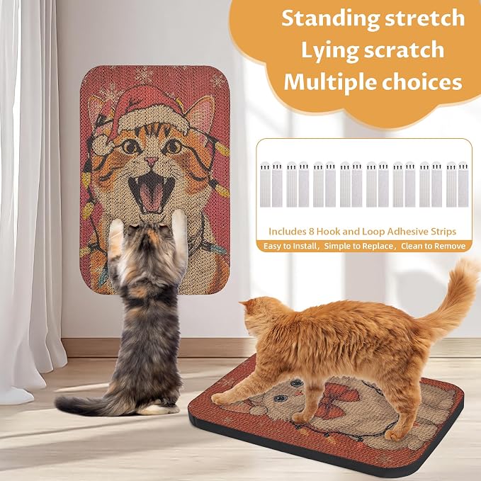 2 Packs Art Cat Wall-Mountable Scratching Board 16.7x11x1 Inch Cat Wall Scratch - Image 3