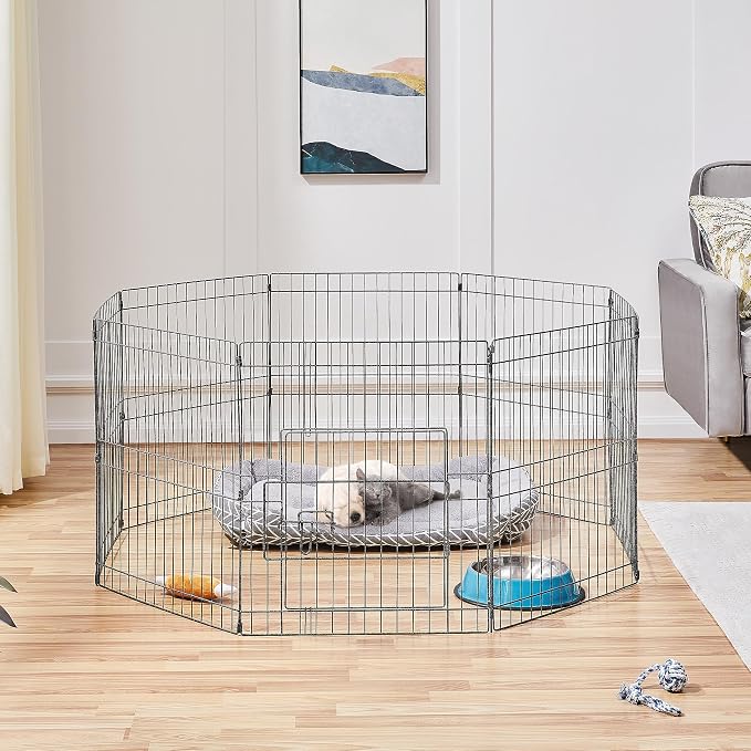 Yaheetech 24" High 8 Panel Foldable Metal Dog Exercise Pen Pet Playpen Dog - Image 2