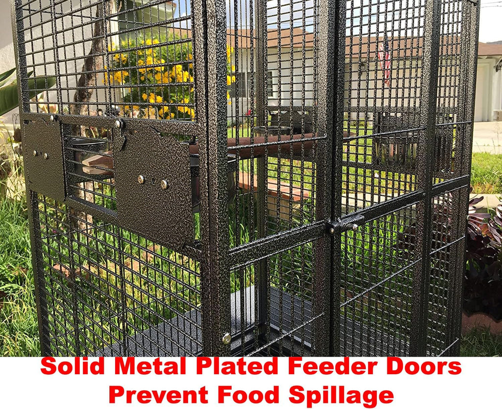 Extra Large Wrought Iron Bird Cage with Double Ladders and Wheels - GlobalHabitat Supply
