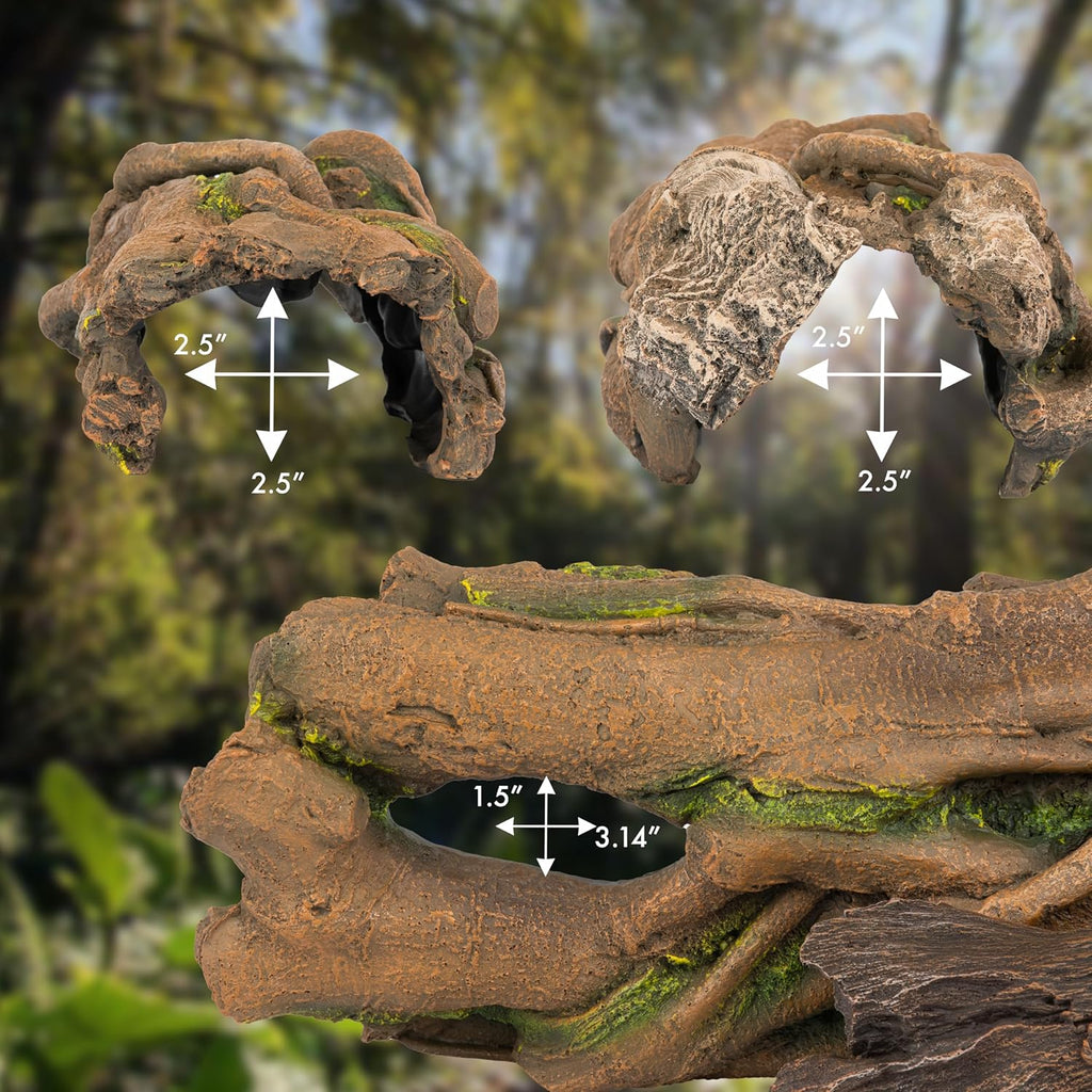 Hollow Log Reptile Hide for Terrariums (XL-Version 2) - GlobalHabitat Supply