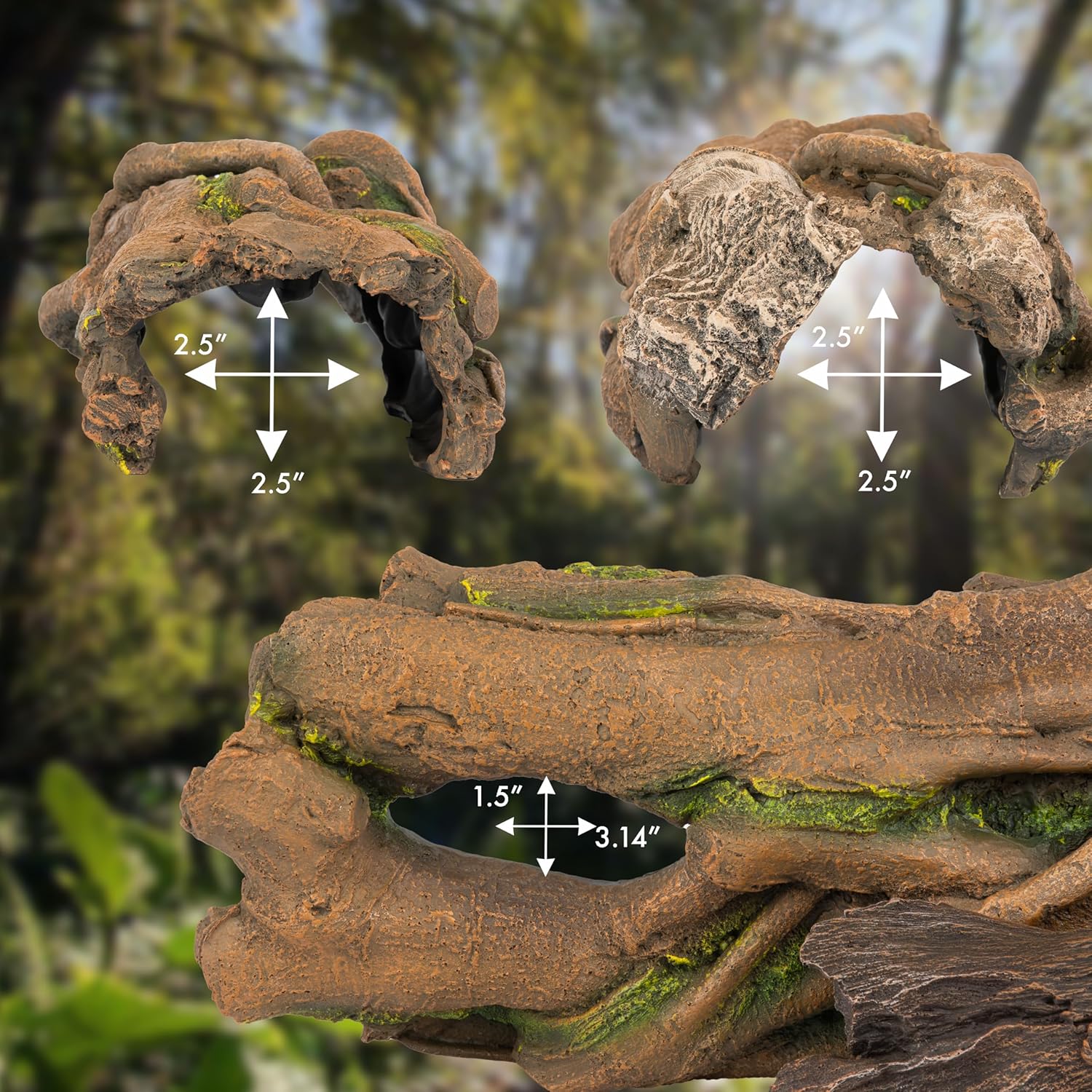 Hollow Log Reptile Hide for Terrariums (XL-Version 2) - GlobalHabitat Supply