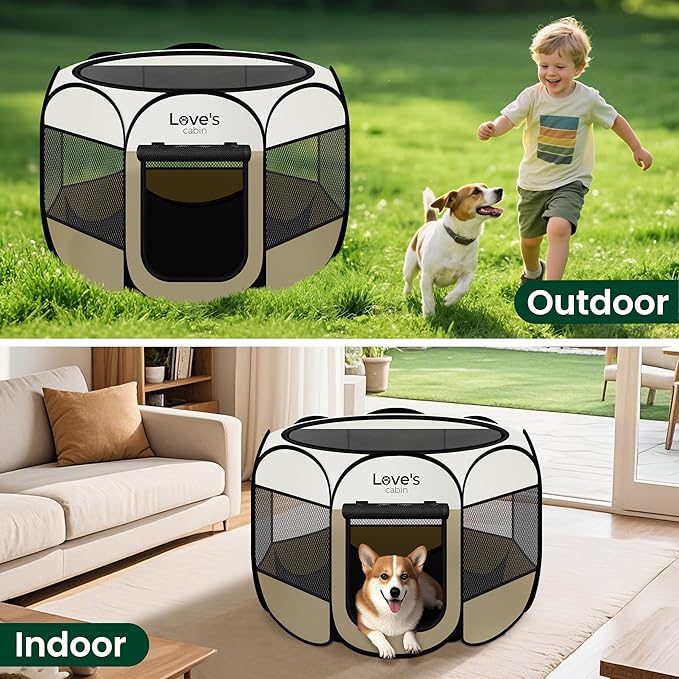 Love's cabin Pet Puppy Dog Playpen, Large Dog Tent Crates Cage Indoor/Outdoor - Image 7