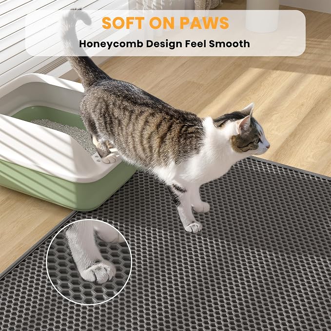 Pieviev 2 Packs Cat Litter Mat Double Layer Waterproof Urine Proof Trapping Mat - Image 5