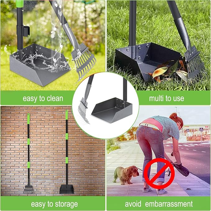 Niubya Pooper Scooper for Dogs, Metal Poop Scooper Tray and Rake Set - Image 6