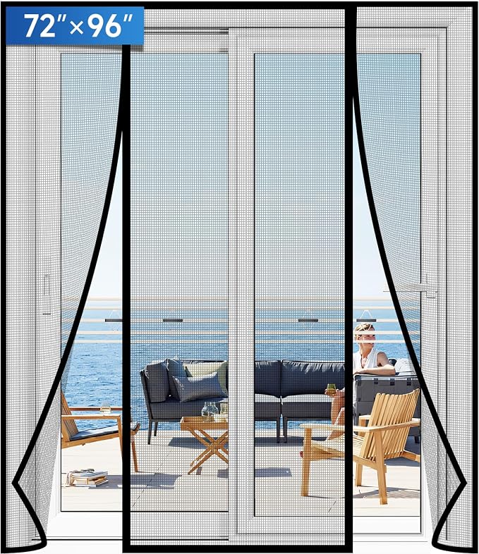 Magnetic Screen Door Upgraded PET Mesh Stronger Than Fiberglass and Polyester by Longeas