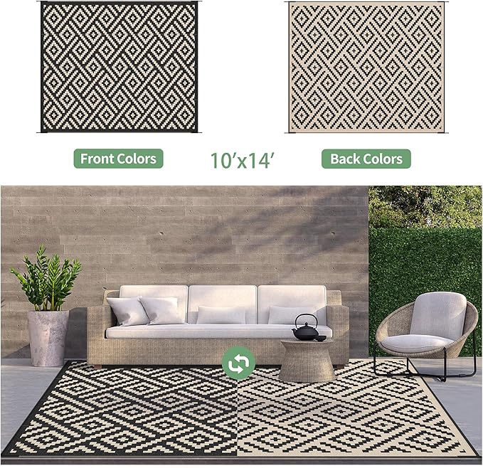 GENIMO Outdoor Rug for Patio Clearance, Reversible Plastic Straw Rugs for RV - Image 4