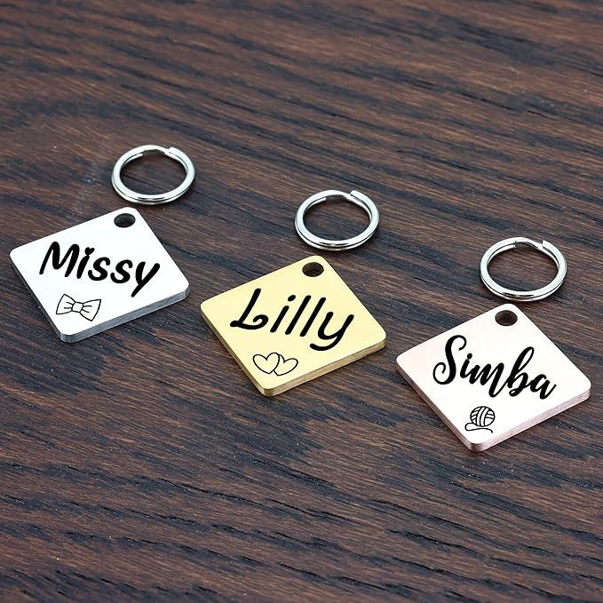 Ultra Joys Cat ID Tag Personalized Pet Tags, Durable Stainless Steel Small Pet - Image 2